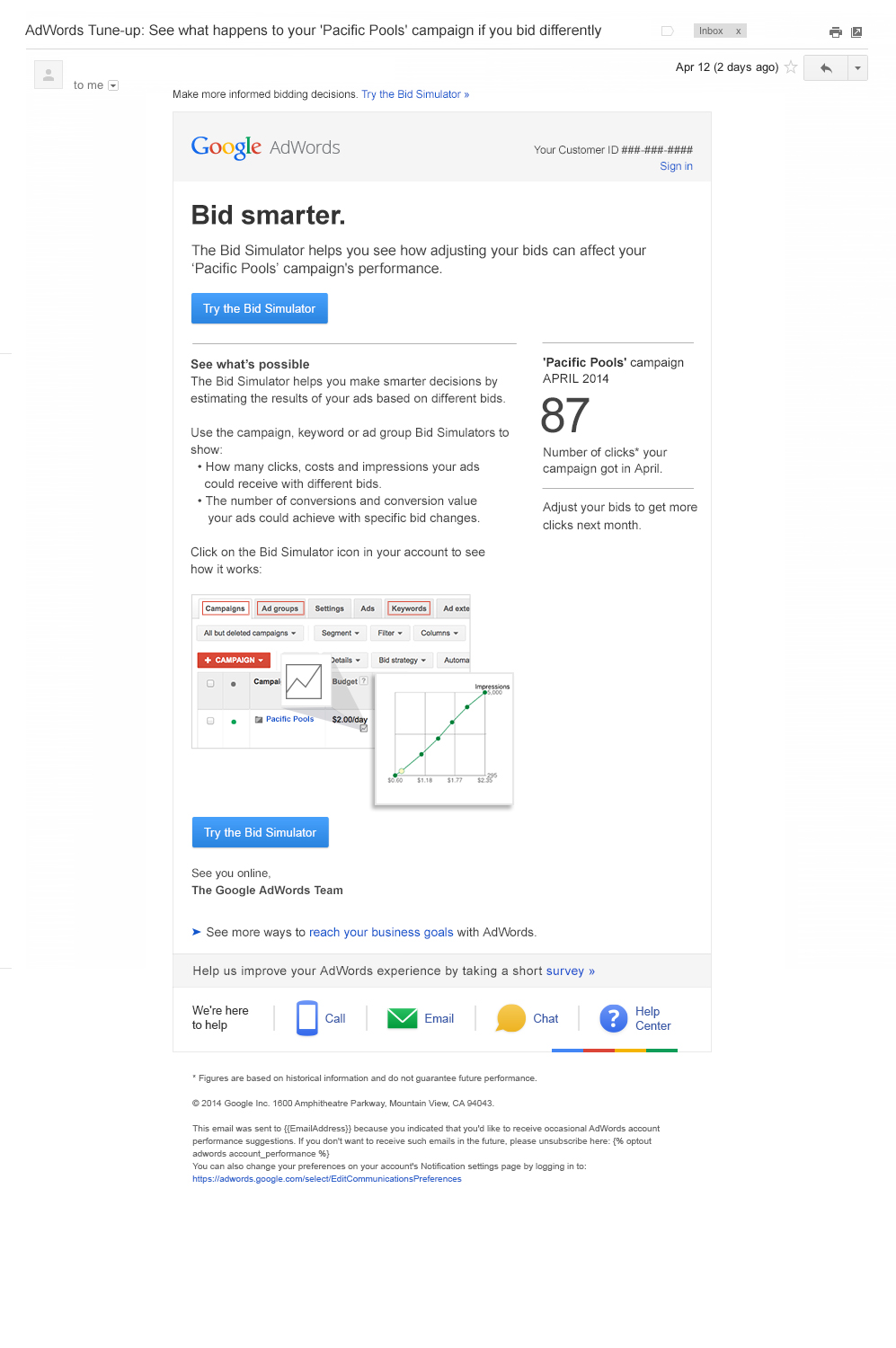 Boe Gatiss - AdWords Bid Simulator email for Google