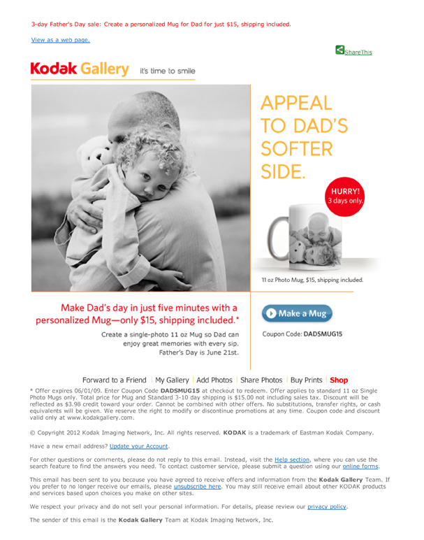 Boe Gatiss - 'Softer Side' Direct Response Email for Kodak Gallery